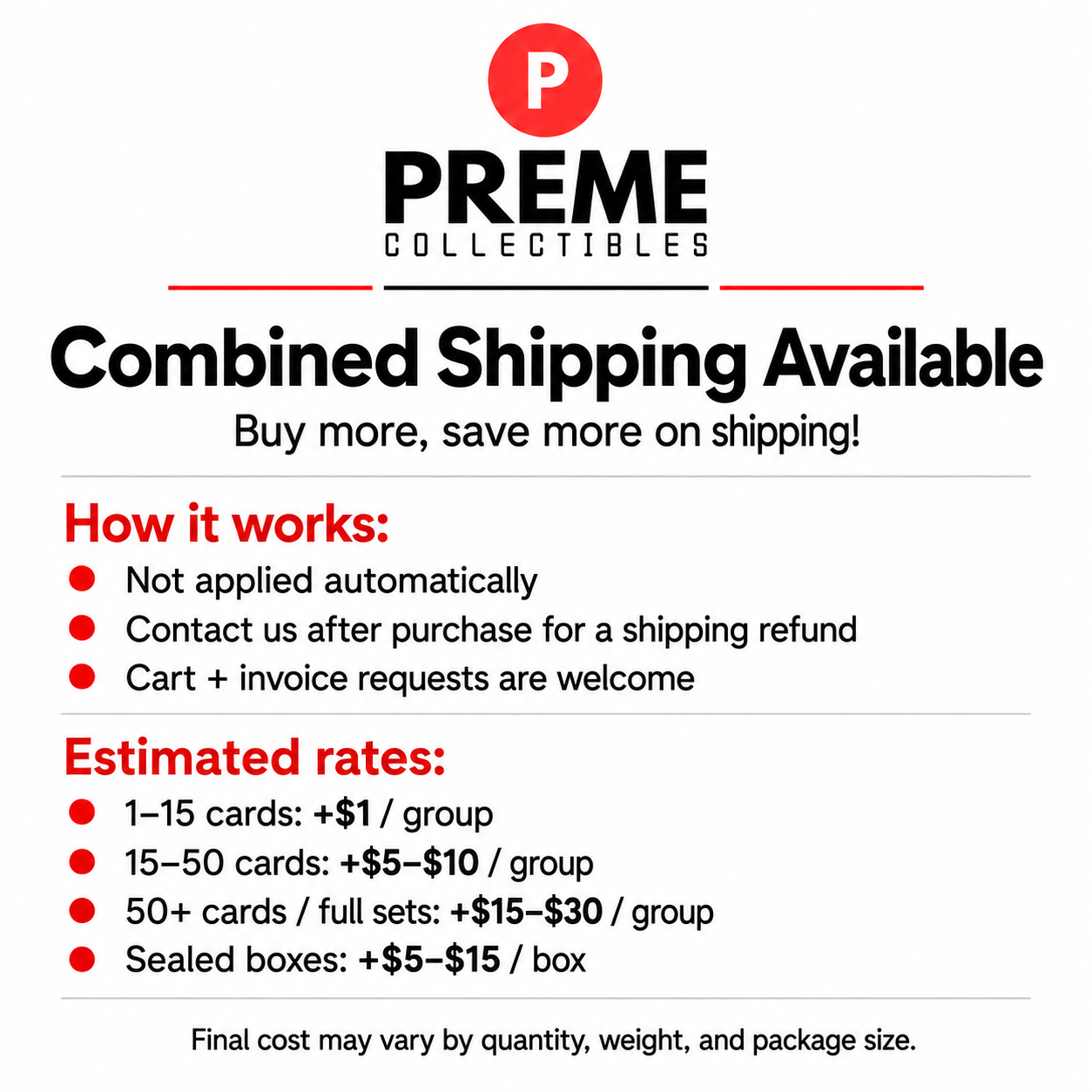 Combined Shipping Available